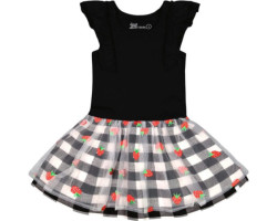 Bi-material dress with gingham tulle skirt - Little Girl