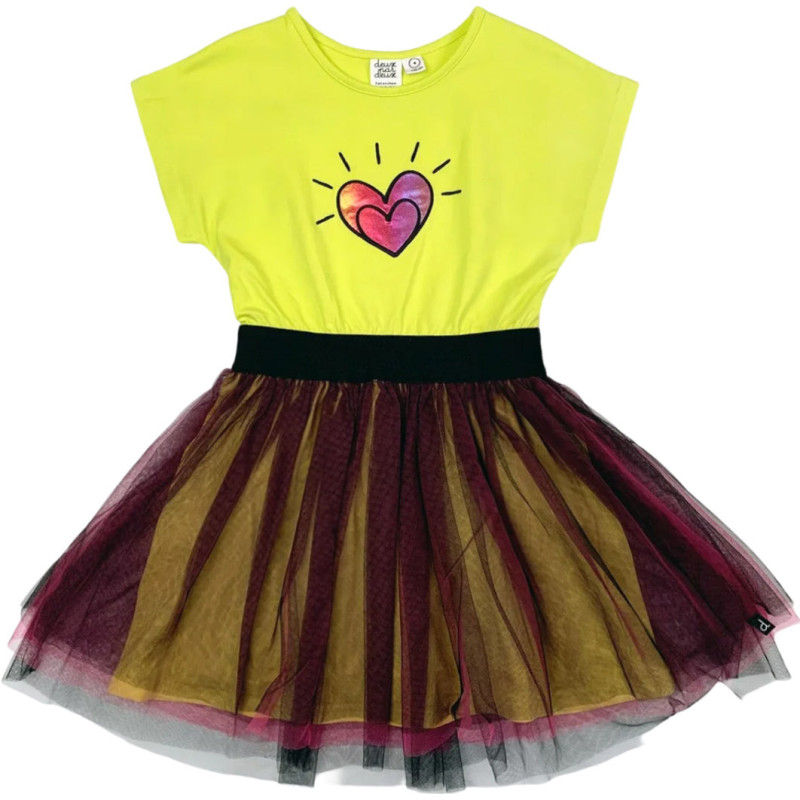 Bi-material dress with tulle skirt - Little Girl