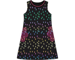 Printed dress with floral mesh pockets - Little Girl