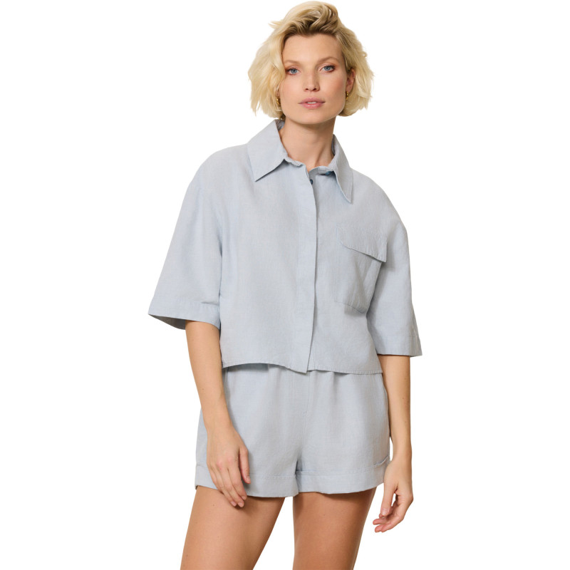 Clover cropped linen-blend blouse - Women's