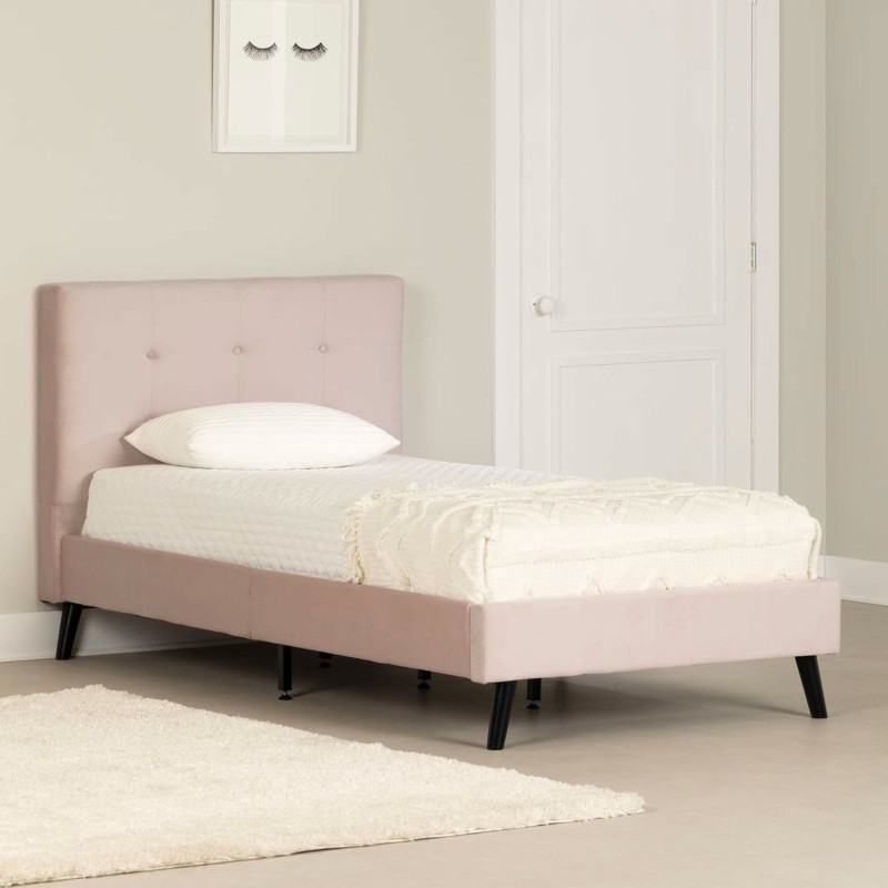 Maliza Full Upholstered Single Bed - Pale Pink