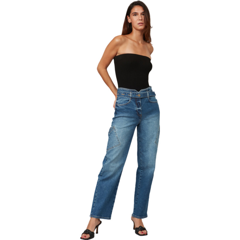 Lola Jeans Jean cargo à taille ultra-haute Cleo - Femme