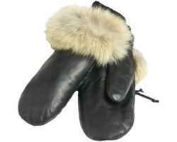 Leather mittens with...
