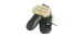 Leather mittens with recycled fur trim - Women
