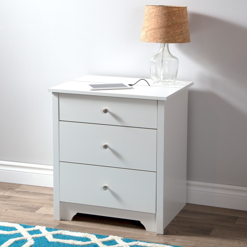 Nightstand with Charging Station - Vito Solid White