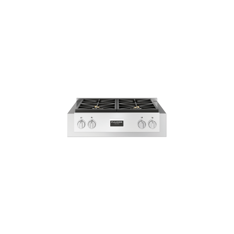 Built-in gas cooktop, 4 burners, 30 in., Stainless steel, Fulgor Milano F6GRT304S1