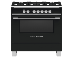 36" range. Fisher and Paykel in Black OR36SCG4B1