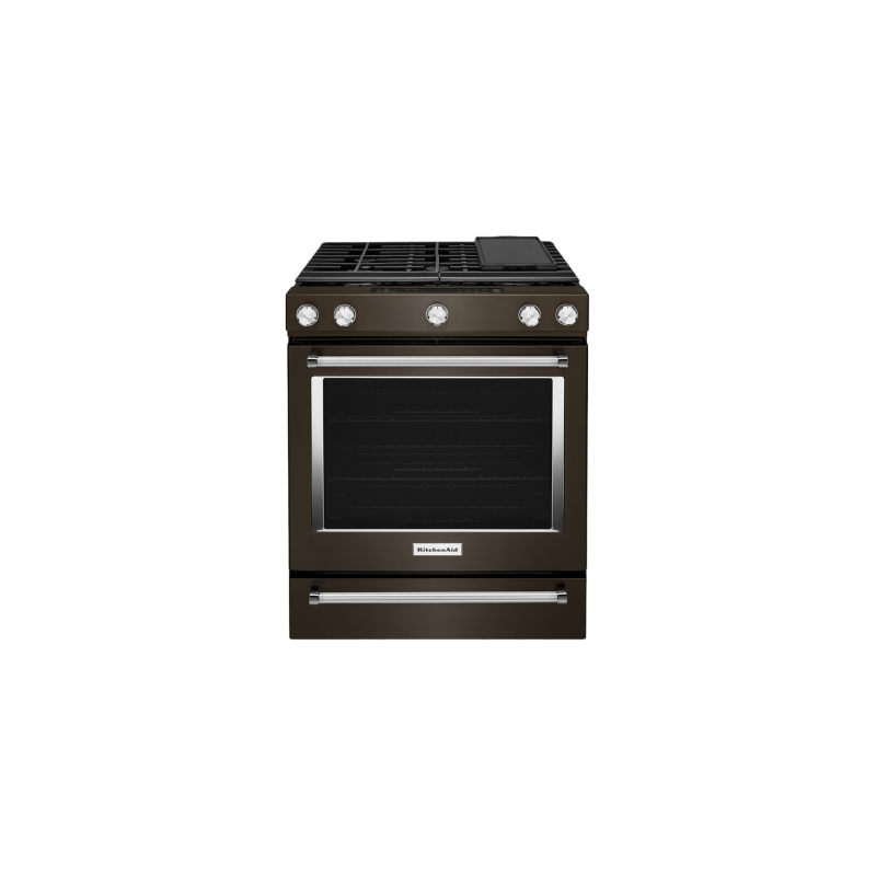 Range 30" sealed burners. KitchenAid 5.8 cu. ft. with 5 burners in Black Stainless Steel KSGG700EBS