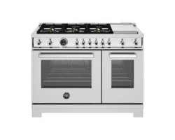 Professional Gas Range, 6 Burners, Hot Plate, 48 in, Liquid Propane, Bertazzoni PRO486BTFGMXTLP