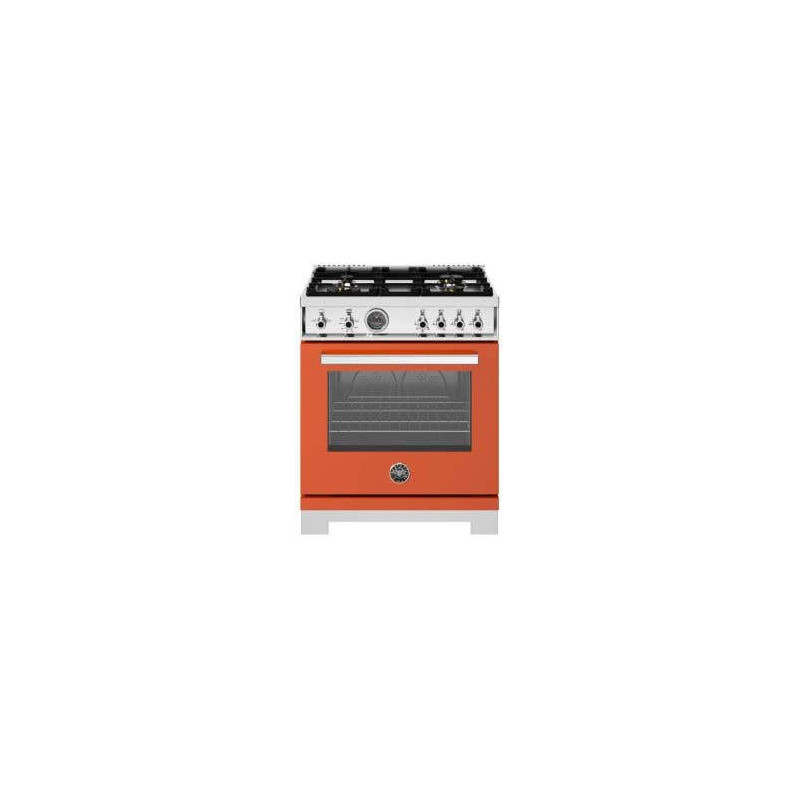 Gas Range, 4 Burners, Gas Oven, 30 in, Orange, Bertazzoni PRO304BFGMART