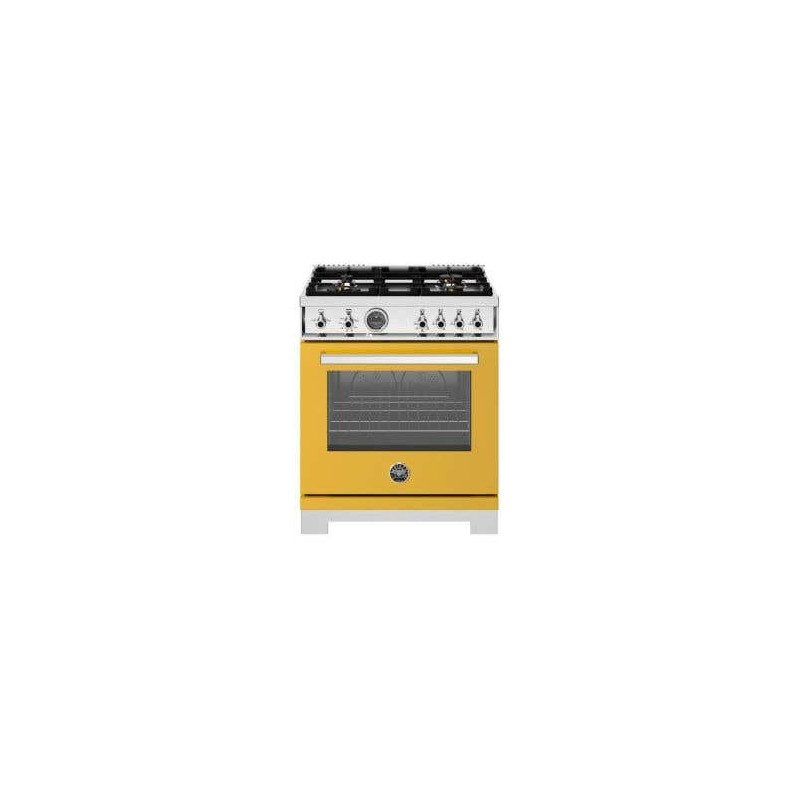 Gas Range, 4 Burners, Gas Oven, 30 in, Yellow, Bertazzoni PRO304BFMGGIT