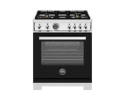 Gas Range, 4 Burners, Gas Oven, 30 in, Black, Bertazzoni PRO304BFGMNET