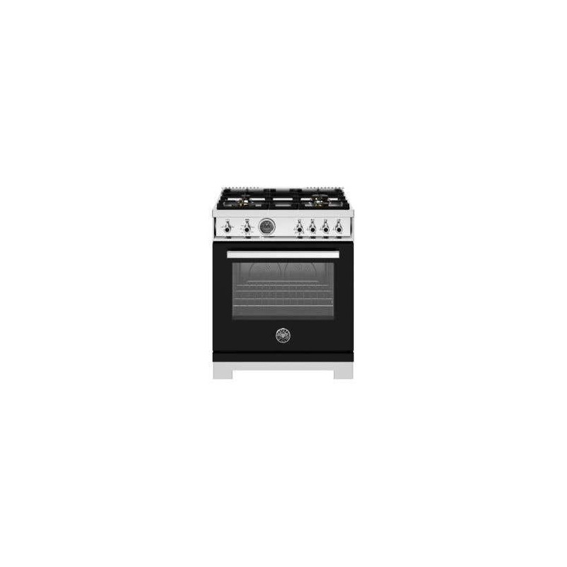 Gas Range, 4 Burners, Gas Oven, 30 in, Black, Bertazzoni PRO304BFGMNET