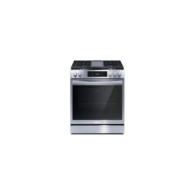 Front Control Gas Range with Full Convection, 30", 5 Burners, Stainless Steel, Frigidaire Gallery GCFG3060BF
