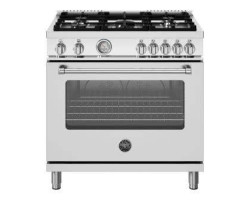 Cuisinière à gaz, 5 Brûleurs, four à gaz, PL, 36 po, Inox, Bertazzoni MAS365GASXVLP