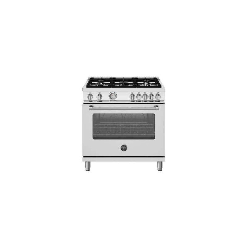 Cuisinière à gaz, 5 Brûleurs, four à gaz, PL, 36 po, Inox, Bertazzoni MAS365GASXVLP