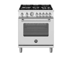 Gas Range, 4 Aluminum Burners, Gas Oven, 30 in, Stainless Steel, Bertazzoni MAS305GASXV