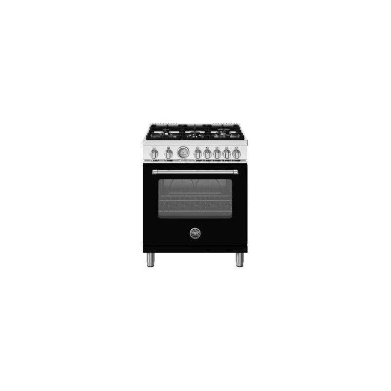 Gas Range, 4 Aluminum Burners, Gas Oven, 30 in, Black, Bertazzoni MAS305GASNEV