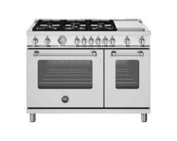 Gas Range, 6 Aluminum Burners, Hot Plate, PL, 48 in, Stainless Steel, Bertazzoni MAS486GGASXVLP