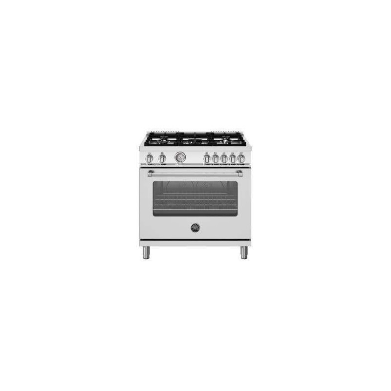 Gas Range, 5 Aluminum Burners, Gas Oven, 36 in, Stainless Steel, Bertazzoni MAS365GASXV