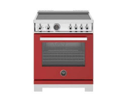 Cuisinière à induction, 30 po, 4 éléments, four électrique autonettoyant, Rouge, Bertazzoni PRO304IFEPROT