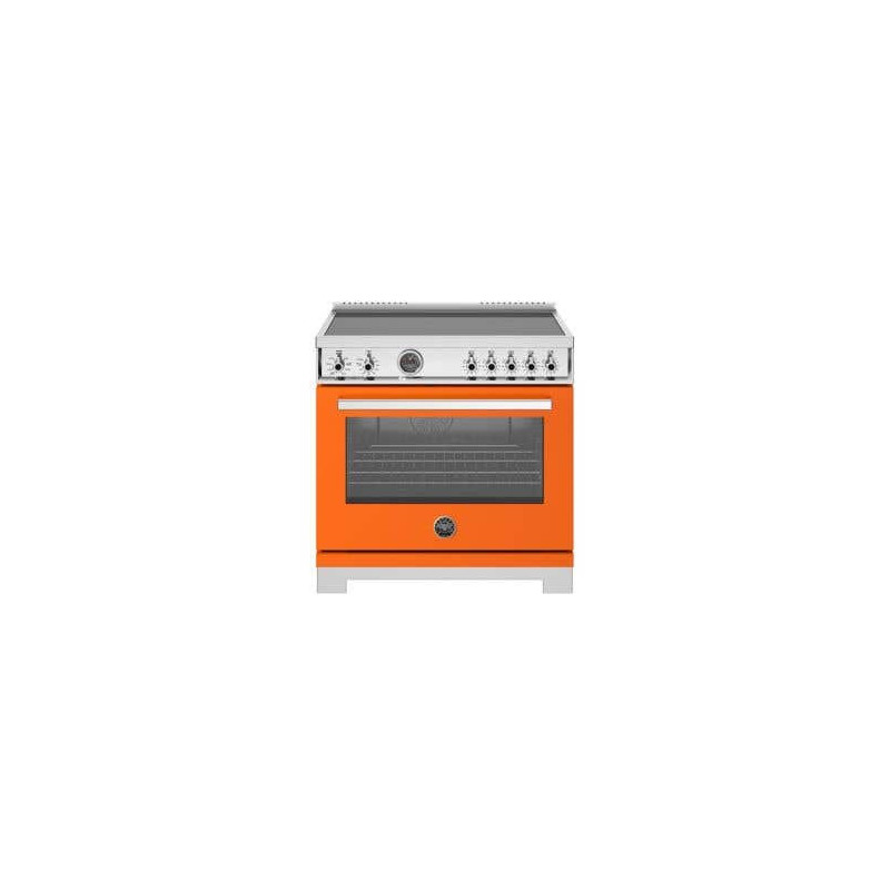 36-inch induction cooker, 5 elements and hotplate, self-cleaning electric oven, Orange, Bertazzoni PRO365ICFEPART