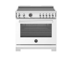 36-inch induction range, 5 elements and hot plate, self-cleaning electric oven, White, Bertazzoni PRO365ICFEPBIT