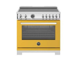 36-inch induction cooker, 5 elements and hotplate, self-cleaning electric oven, Yellow, Bertazzoni PRO365ICFEPGIT