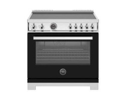 36-inch induction range, 5 elements and hotplate, self-cleaning electric oven, Black, Bertazzoni PRO365ICFEPNET