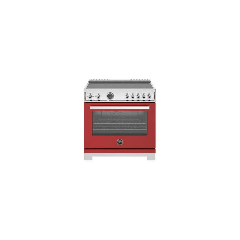36-inch induction range, 5 elements and hotplate, self-cleaning electric oven, Red, Bertazzoni PRO365ICFEPROT