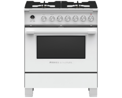 30” Gas Range. Fisher and Paykel 3.5 cu. ft. with 4 burners in White OR30SCG6W1