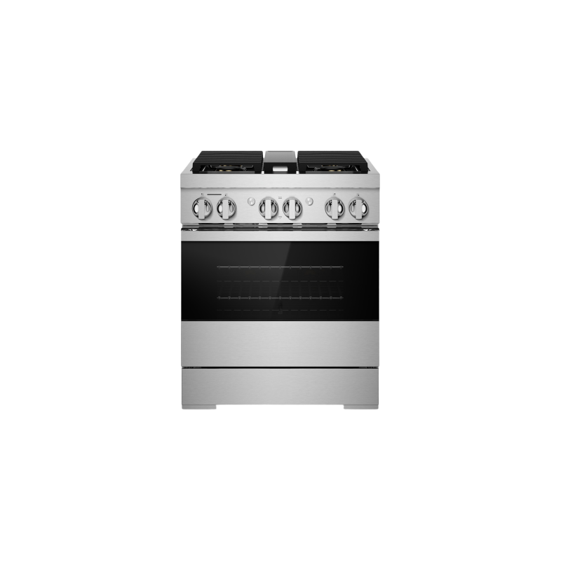 30” Gas Range. Jenn-Air 4.1 cu.ft. with 4 burners in Black Stainless Steel JDRP430HM