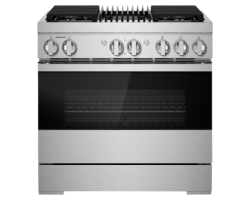 36” Gas Range. Jenn-Air 5.1 cu. ft. with 4 burners in Black Stainless Steel JDRP636HM