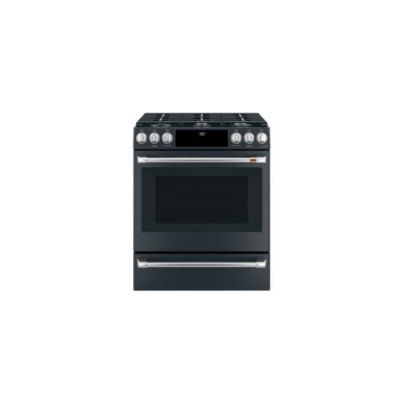 30” Gas Range. GE Café 5.6 cu. ft. with 6 burners in Black CC2S900P3MD1