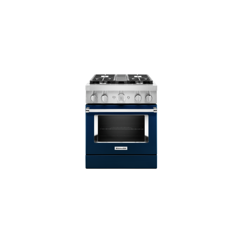 30” Gas Range. KitchenAid 4.1 cu. ft. with 4 burners in Blue KFDC500JIB