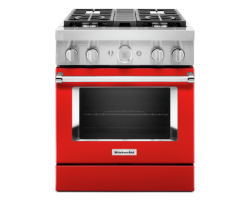 30” Gas Range. KitchenAid 4.1 cu. ft. with 4 burners in Red KFDC500JPA