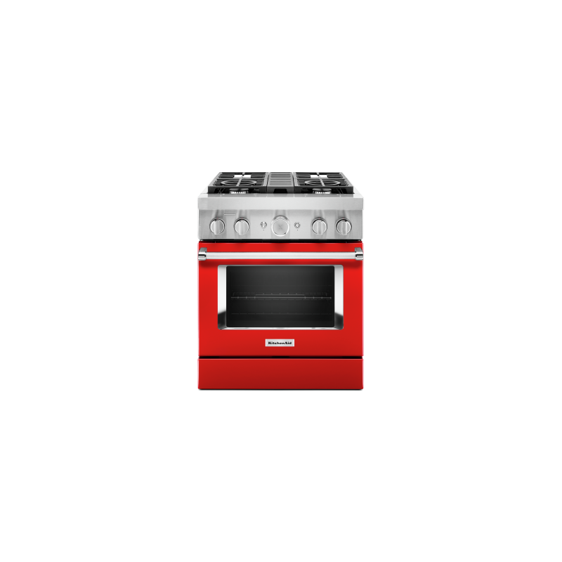 30” Gas Range. KitchenAid 4.1 cu. ft. with 4 burners in Red KFDC500JPA