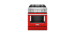 30” Gas Range. KitchenAid 4.1 cu. ft. with 4 burners in Red KFDC500JPA