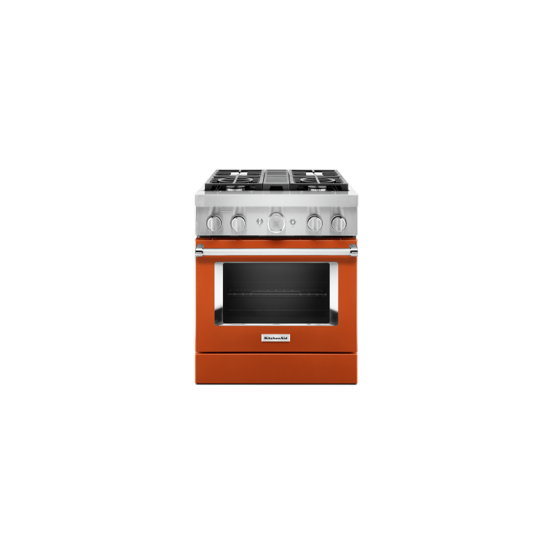 30” Gas Range. KitchenAid 4.1 cu. ft. with 4 burners in Orange KFDC500JSC