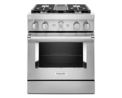 30” Gas Range. KitchenAid 4.1 cu.ft. with 4 stainless steel burners KFDC500JSS