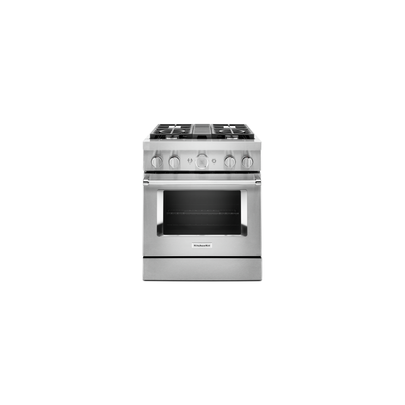 Cuisinière au Gaz de 30 po. KitchenAid 4.1 pi.cu avec 4 brûleurs en Inox KFDC500JSS