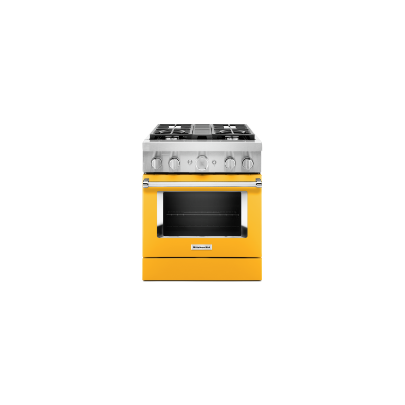 30” Gas Range. KitchenAid 4.1 cu. ft. with 4 burners in Yellow KFDC500JYP