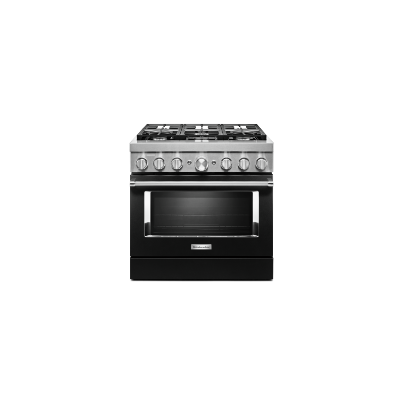 36” Gas Range. KitchenAid 5.1 cu. ft. with 6 burners in Black KFDC506JBK