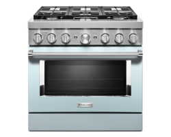 36” Gas Range. KitchenAid 5.1 cu. ft. with 6 burners in Blue KFDC506JMB