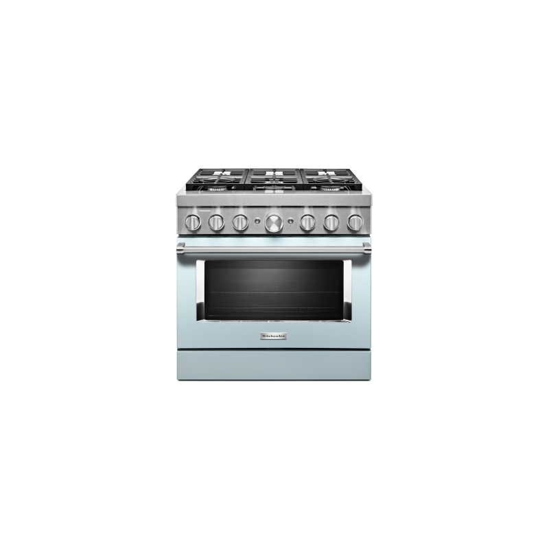 Cuisinière au Gaz de 36 po. KitchenAid 5.1 pi.cu avec 6 brûleurs en Bleu KFDC506JMB