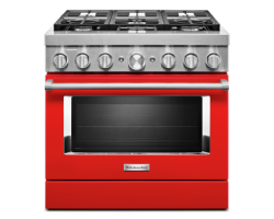 Cuisinière au Gaz de 36 po. KitchenAid 5.1 pi.cu avec 6 brûleurs en Rouge KFDC506JPA