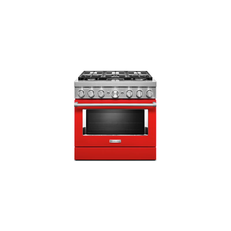 Cuisinière au Gaz de 36 po. KitchenAid 5.1 pi.cu avec 6 brûleurs en Rouge KFDC506JPA