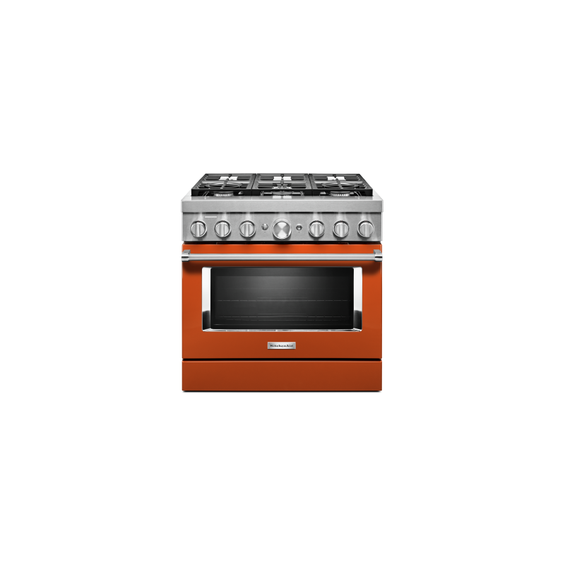 36” Gas Range. KitchenAid 5.1 cu. ft. with 6 burners in Orange KFDC506JSC