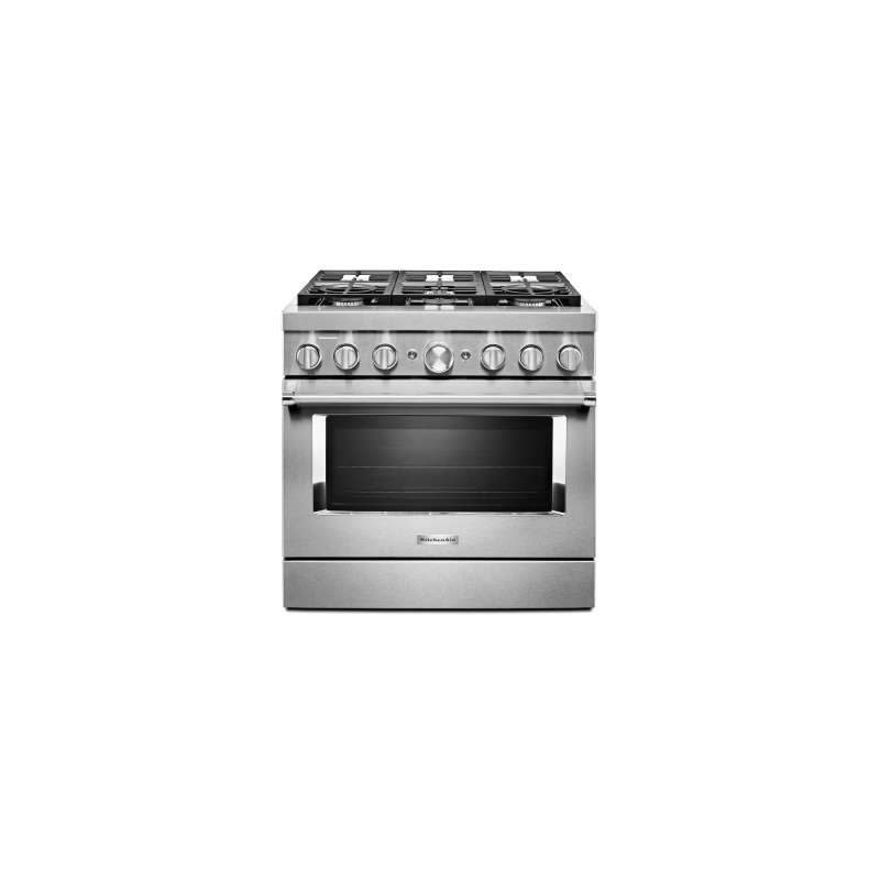 Cuisinière au Gaz de 36 po. KitchenAid 5.1 pi.cu avec 6 brûleurs en Inox KFDC506JSS