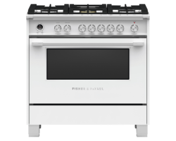 36” Gas Range. Fisher and Paykel 4.9 cu. ft. with 5 burners in White OR36SCG6W1